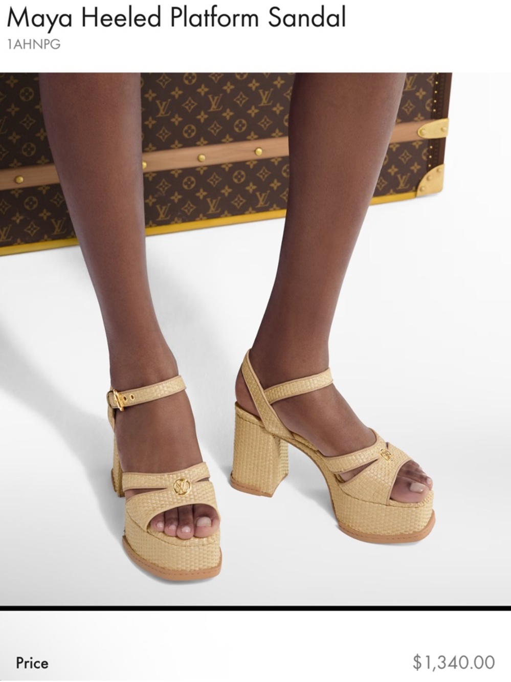 Louis Vuitton Beige Woven Platform Sandal with Gold Accents - Picture 3 of 3
